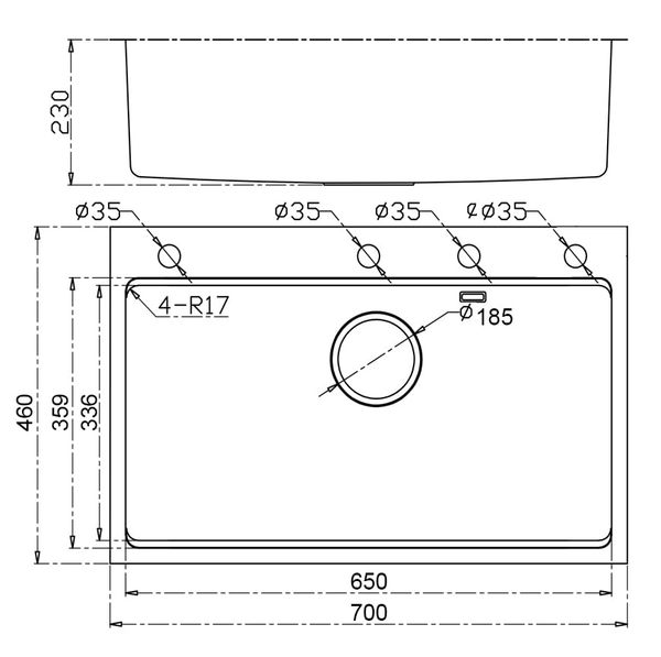 Chậu rửa 1 hố 70cm Gento GT04-7046 inox chống xước