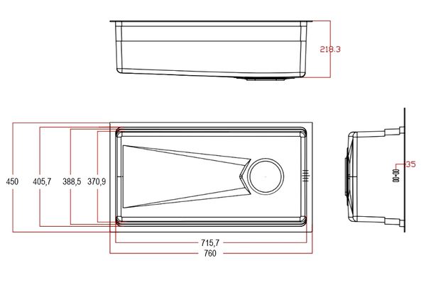 Chậu rửa 1 hố Inox chống xước 76cm Gento GT04-7645