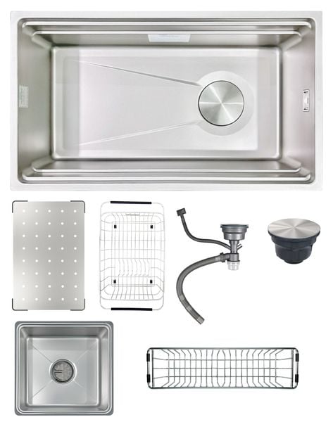 Chậu rửa 1 hố Inox chống xước 76cm Gento GT04-7645