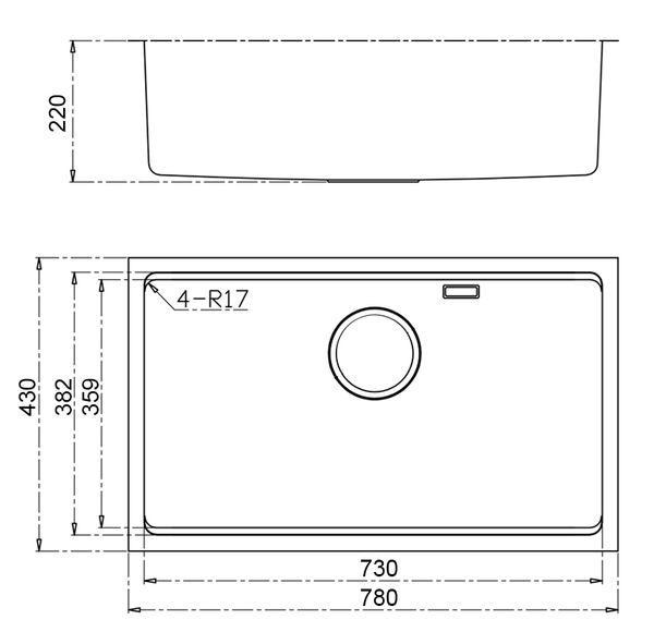 Chậu rửa 1 hố inox chống xước 75cm Gento GT04-7843 New