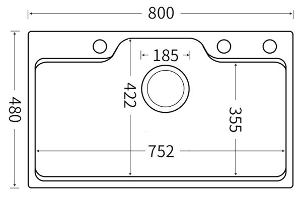 Chậu rửa Gento 80cm inox 304 GT04-8048 Nano