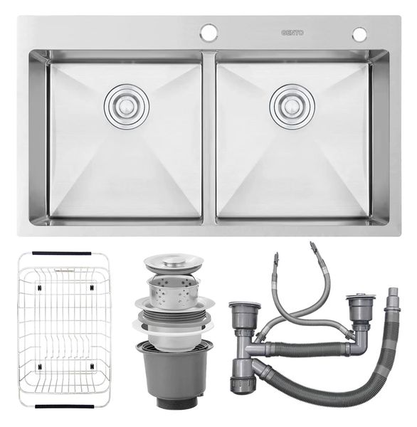 Chậu rửa 2 hố 84cm Gento GT04-8448C inox 304