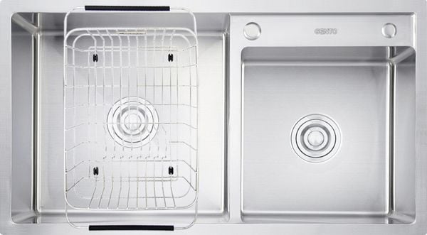 Chậu rửa 2 hố lệch 84cm Gento inox 304 GT04-8448S