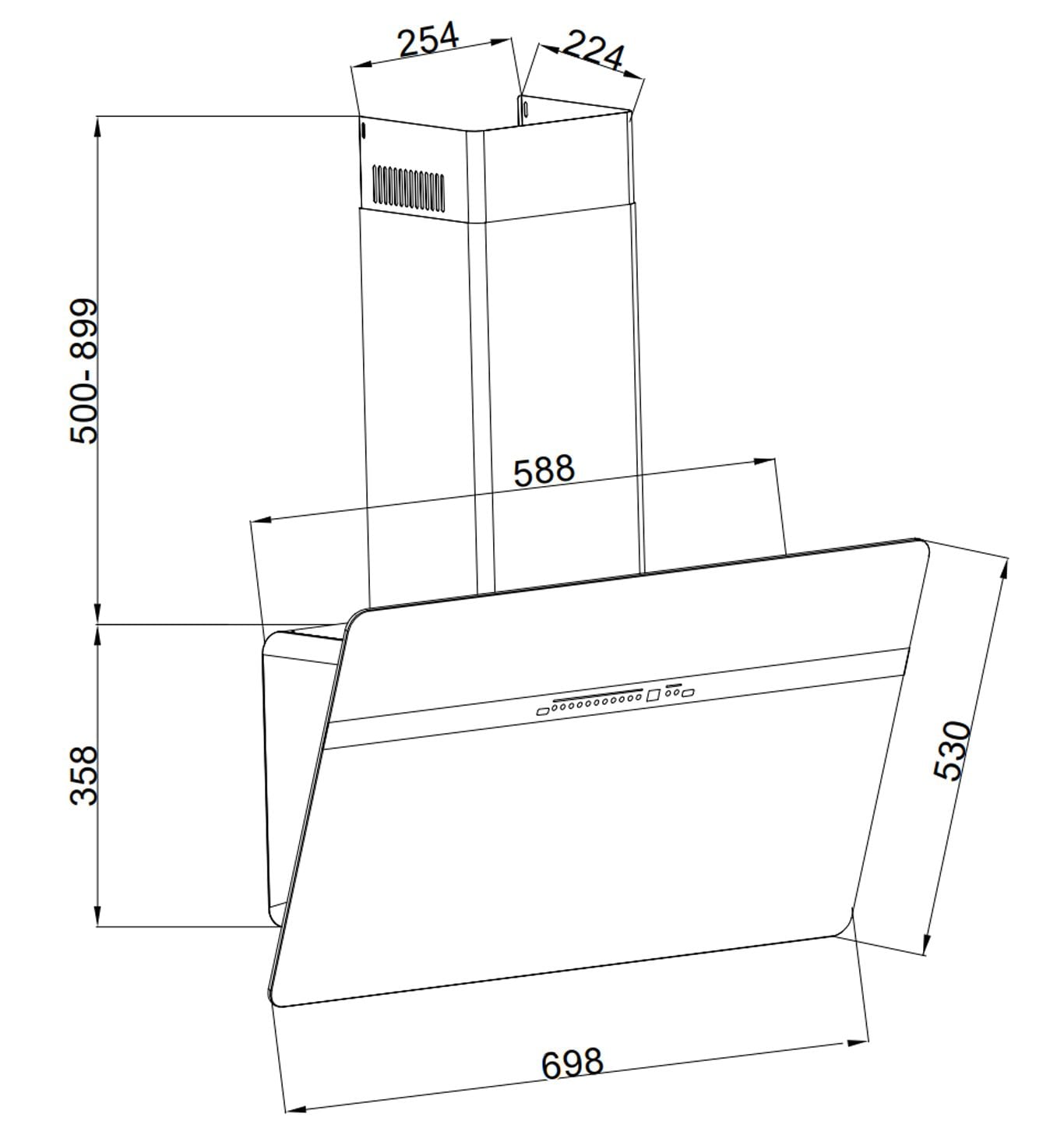 Máy hút mùi áp tường kính vát màu đen 70cm GrandX GX H70S86B - Công Ty ...