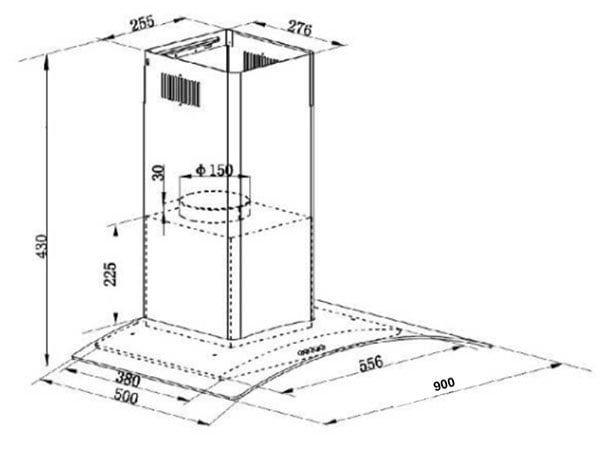 Máy hút mùi kính cong áp tường GrandX GX H90C62(GX H90C62S)