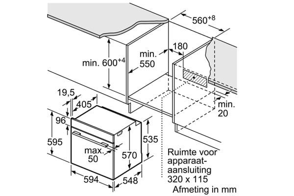 Lò nướng âm tủ Bosch 71 lít HBA534BS0A Series 4