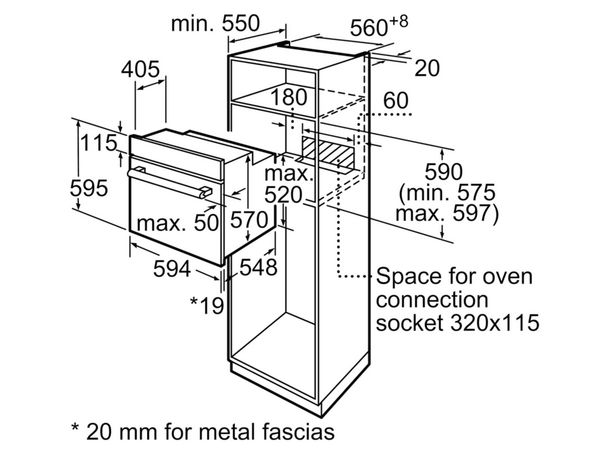 Lò nướng âm Bosch 66 lít HBF134EB0K serie 2