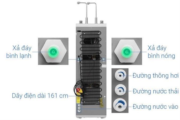 Máy lọc 2 vòi nước RO nóng nguội lạnh Hydrogen ion kiềm Hòa Phát HPA885 12 lõi