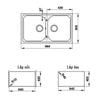 Chậu rửa đá Hafele 2 hố 86cm GALBA HS-GD8650 570.36.500
