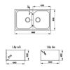 Chậu rửa đá Hafele 86cm 2 hố Granstone HS-GD8650 570.35.480