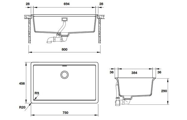 Chậu rửa đá HAFELE 75cm HS-GS7545 570.30.500