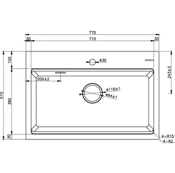 Chậu rửa Hafele đá ESSENCE 77cm HS22-GEN1S90M (577.25.530)