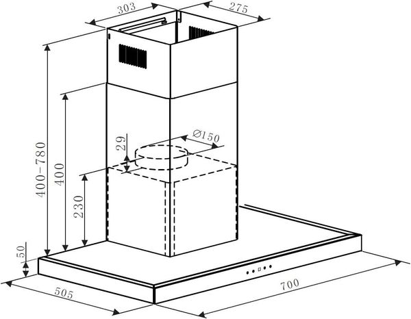 Máy hút mùi gắn tường 70cm Kocher K-225C Pro