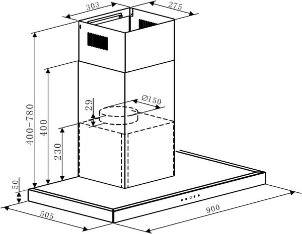Máy hút mùi gắn tường 90cm Kocher K-225C Pro