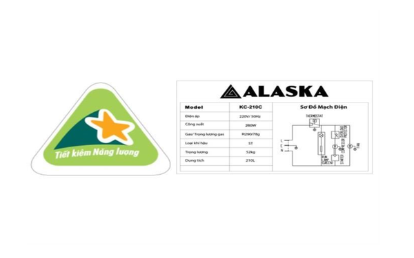 Tủ đông Alaska KC-210C mặt kính cong 210L