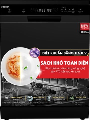 Máy rửa bát 17 bộ diệt khuẩn UV Kocher KDEU-X16B