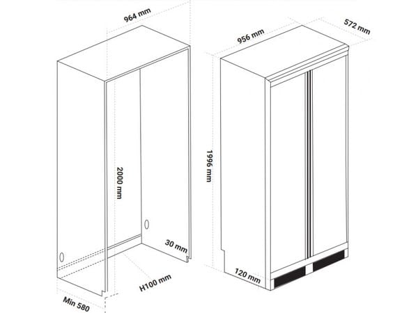 Tủ lạnh Kaff side by side âm toàn phần KF-BI555W Luxury 555 lít