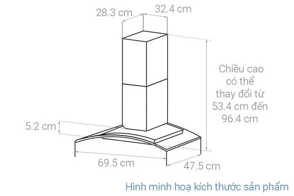 Máy hút mùi kính cong Kaff KF-GB207TB 70cm