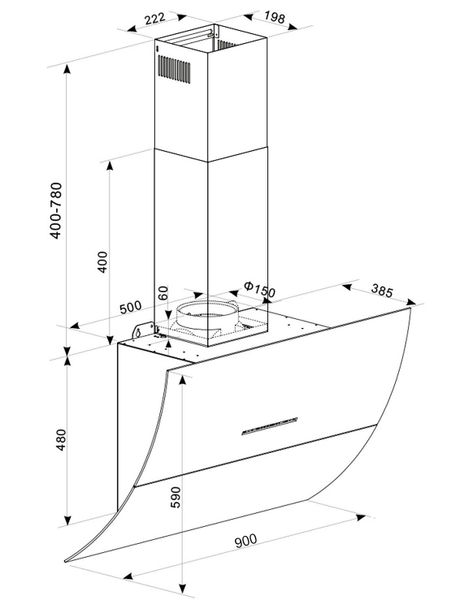 Máy hút mùi Kaff KF-LUX-AT90H-WH 90cm