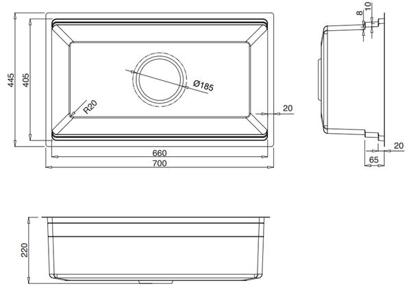 Chậu rửa thép Kluger KG7044FS Basic 70cm
