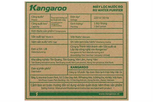 Máy lọc nước để gầm RO Hydrogen Kangaroo KGRP09HQ 9 lõi