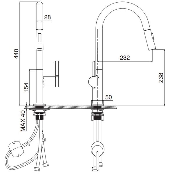 Vòi rửa Kluger dây rút nóng lạnh Chrome KLF0003C