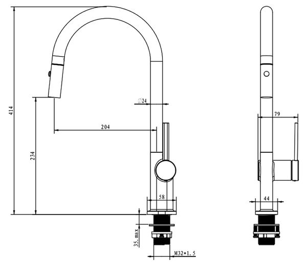 Vòi rửa Kluger dây rút nóng lạnh Chrome KLF0003SC