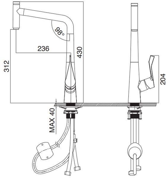 Vòi rửa Kluger dây rút nóng lạnh Chrome KLF0016C