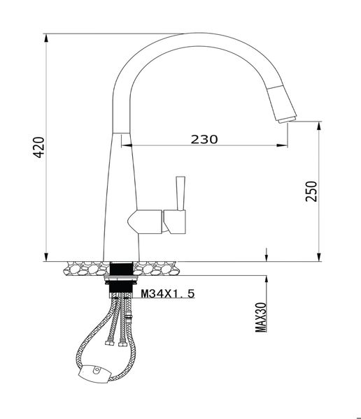 Vòi rửa Konox dây rút KN1901B nóng lạnh