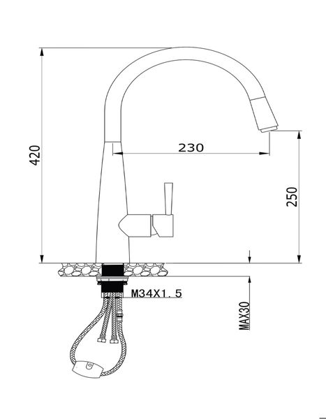 Vòi rửa Konox dây rút KN1901C nóng lạnh