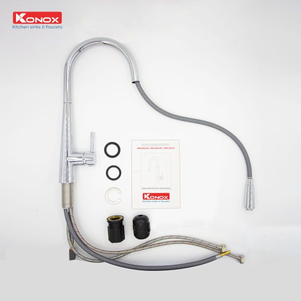 Vòi rửa Konox dây rút KN1901C nóng lạnh