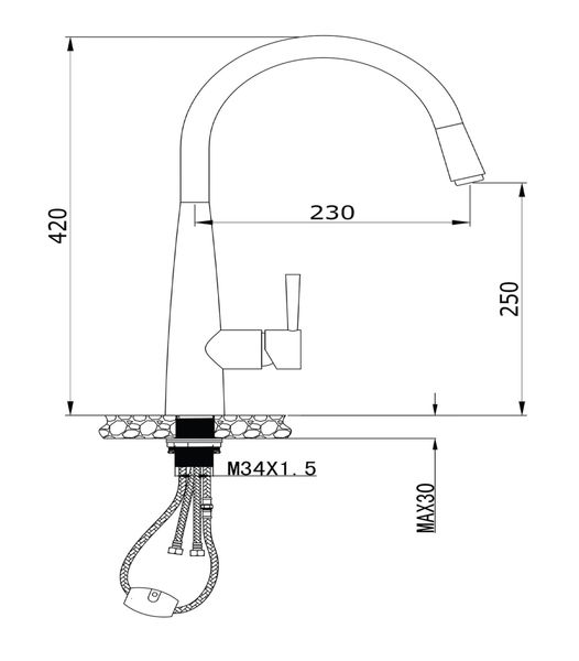 Vòi rửa Konox dây rút KN1901N nóng lạnh