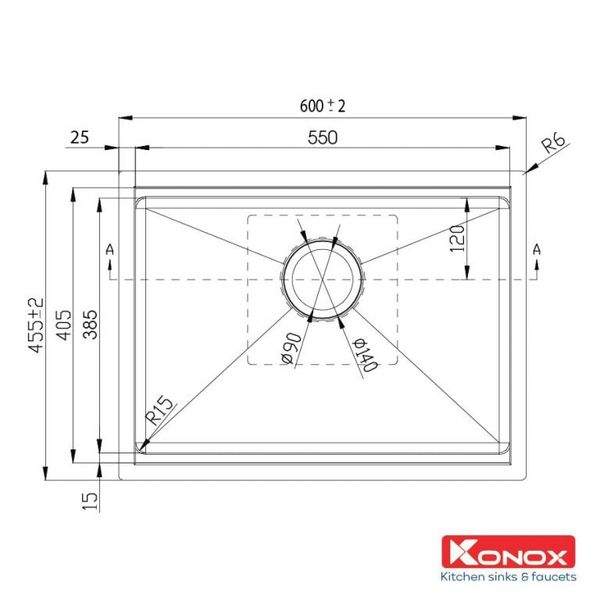 Chậu rửa Konox 1 hố Workstation Sink Undermount 60cm KN6046SU
