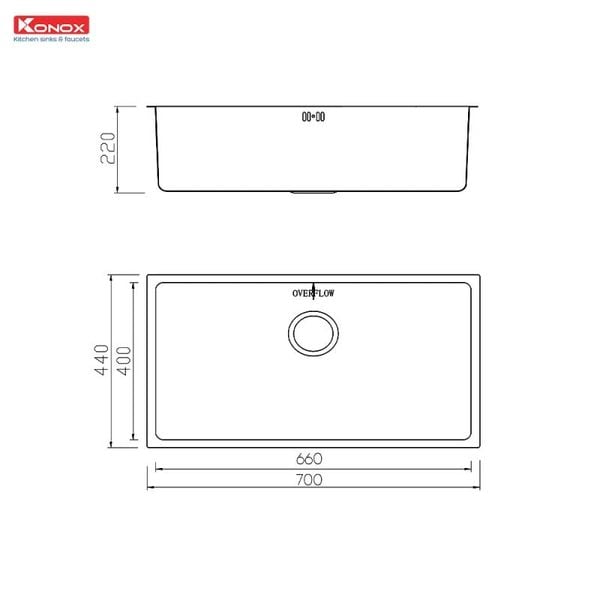 Chậu rửa Konox chống xước Workstation Sink 70cm KN7044SU Dekor