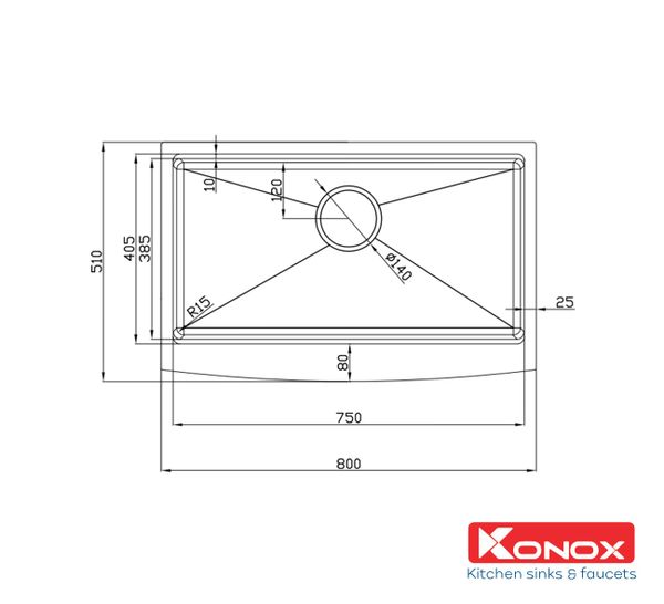 Chậu rửa Konox Workstation Sink Apron 80cm KN8051AS Curve