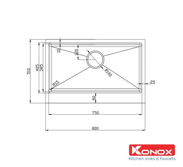 Chậu rửa Konox 2 hố Workstation Sink Apron 80cm KN8051AS Retta