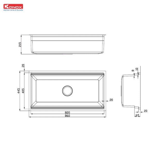 Chậu rửa Konox 1 hố chống xước Workstation Sink Undermount 86cm KN8644SU Dekor