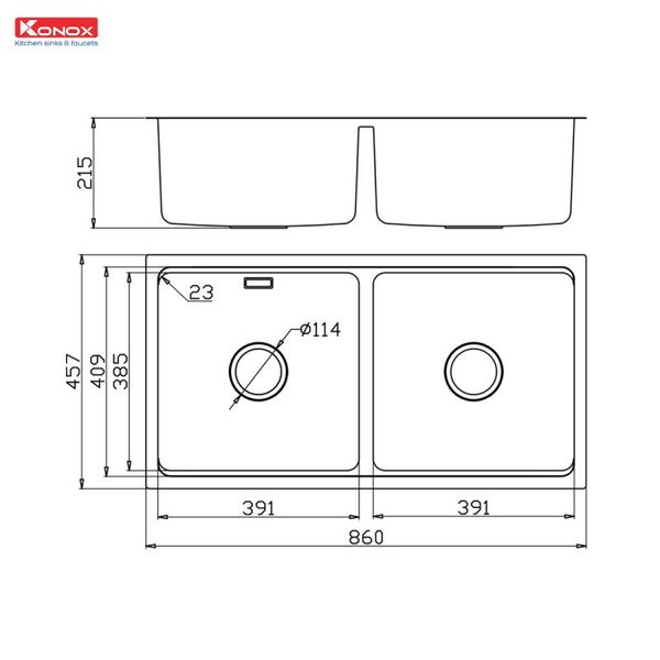 Chậu rửa Konox 2 hố chống xước Workstation Sink Undermount KN8646DU Dekor