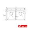 Chậu rửa Konox 2 hố Workstation Sink Undermount 80cm KN8745DUB