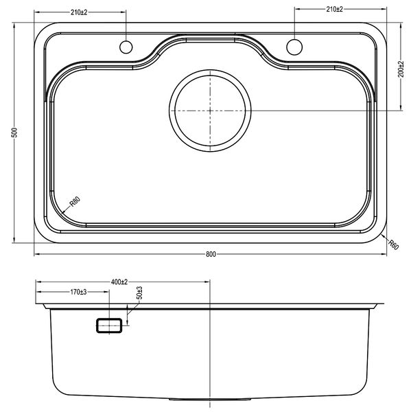 Chậu rửa inox Kluger 80cm KT8050FS – S80 Plus