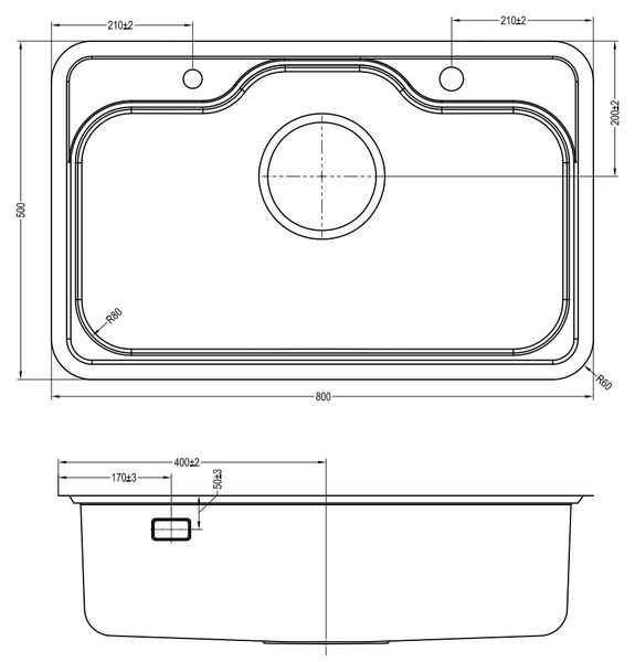 Chậu rửa inox Kluger 80cm KT8050SL Plus