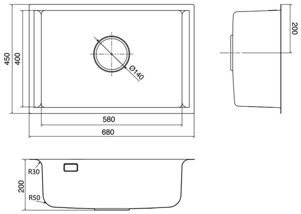 Chậu rửa inox Kluger 68cm KU8121S - S68
