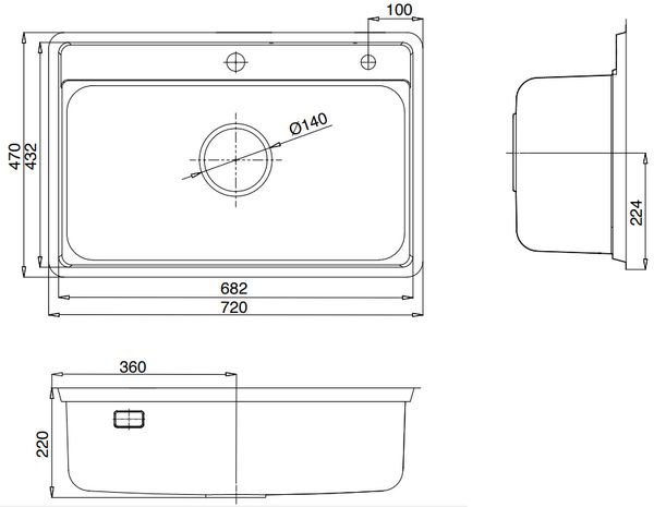 Chậu rửa inox Kluger 72cm KW8101FS - S72