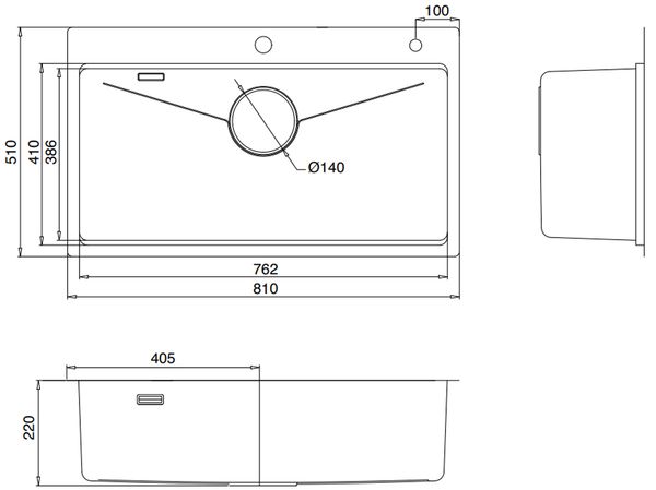 Chậu rửa inox Kluger 81cm KW8181FS - S81