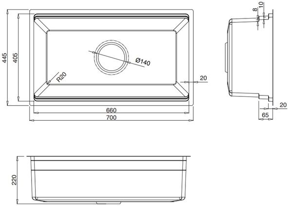 Chậu rửa inox Kluger 70cm KWU8161FS - S70