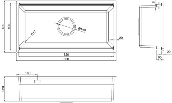 Chậu rửa inox Kluger 86cm KWU8161FS-S86