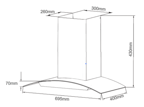 Máy hút mùi kính cong Latino LT-S300 LUX 70cm