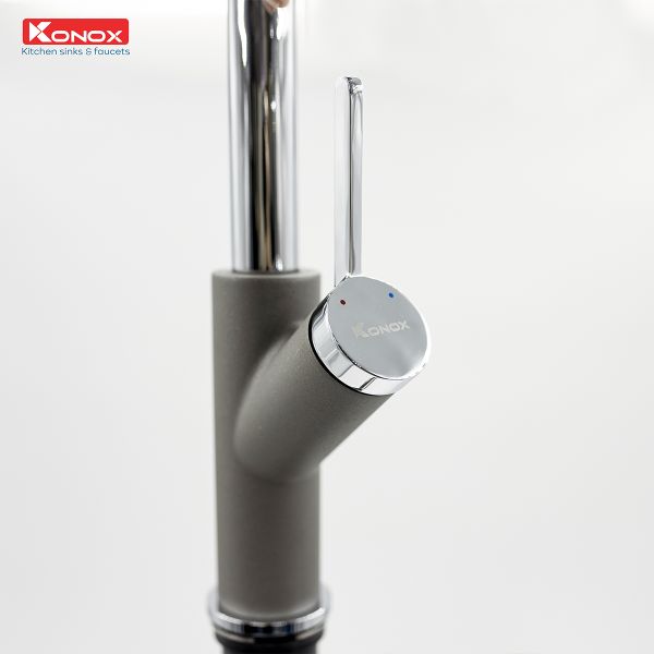 Vòi rửa Konox nóng lạnh Modo Grey mạ vân đá