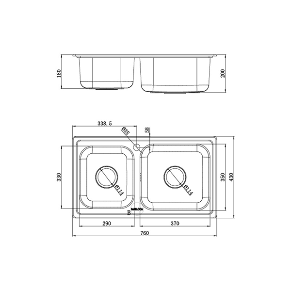 Chậu rửa chén Malloca MS 2076E