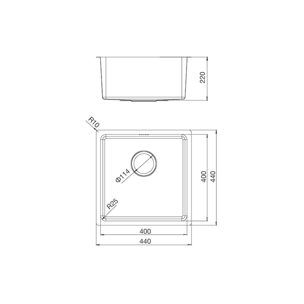 Chậu rửa 1 hố Malloca Inox 44cm MS 6044